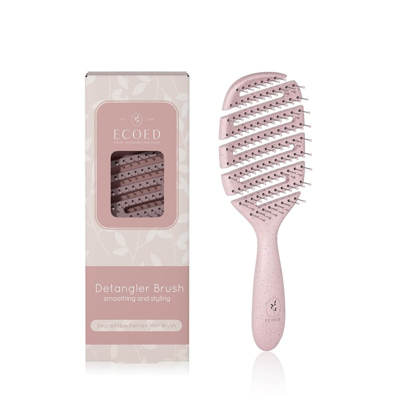 ecoed Detangler Hairbrush, Vented Detangling Brush for Straight, Wavy, Curly and Fine Hair, Quick Smoothing for Women and Men, Eco-Friendly & Sustainable Material (Pink) - Image 1